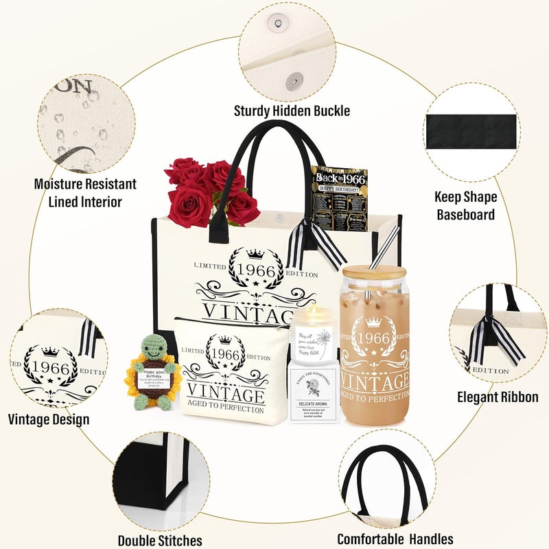 DOGMEM 40th 50th 60th Birthday Gifts for Women Tote Bag Birthday Gifts Set for Mom Wife Sister Grandma Birthday Gifts for Her - Image 2